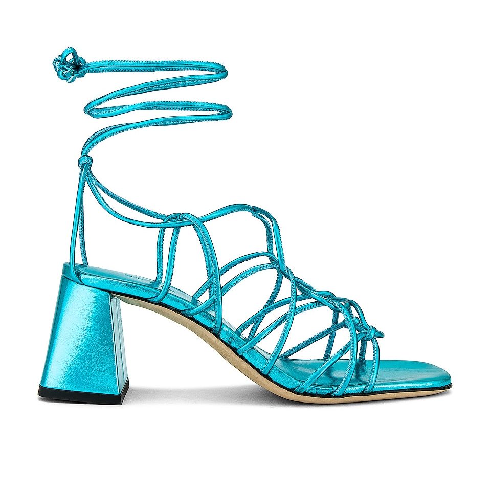 By Far Blue Strappy Alexander Block Heel Sandal