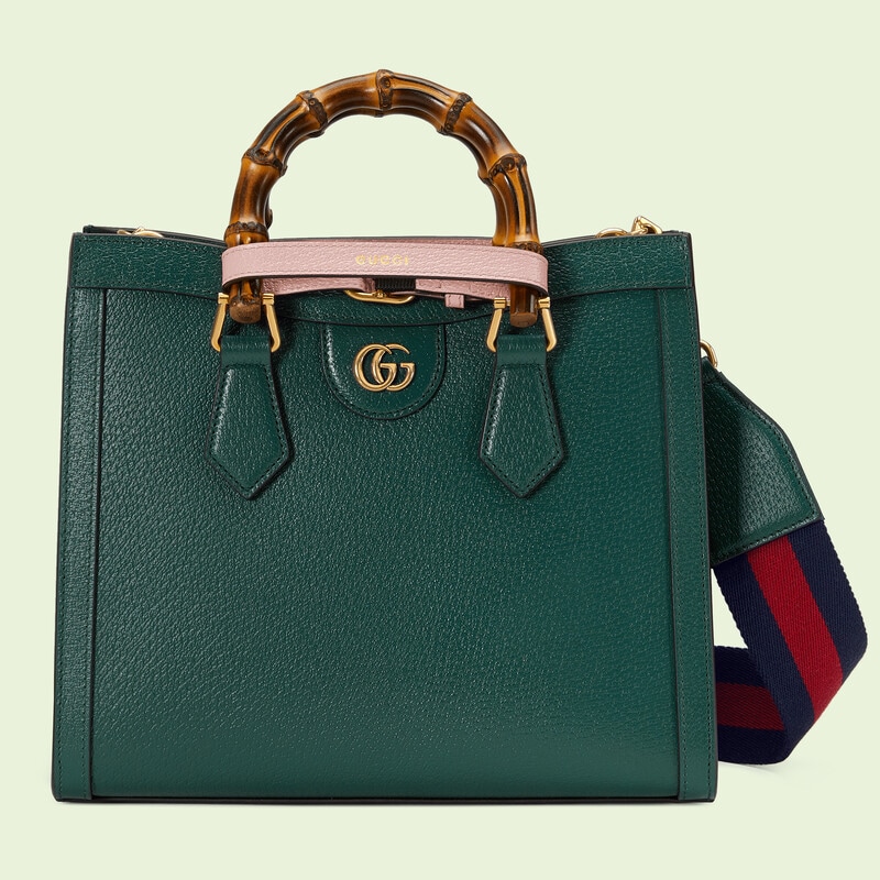 Green, navy and red Gucci Diana Small Tote Bag 