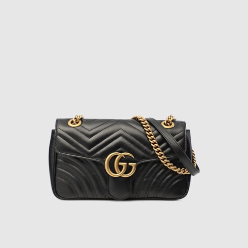 Black Gucci GG Marmont Small Shoulder Bag 