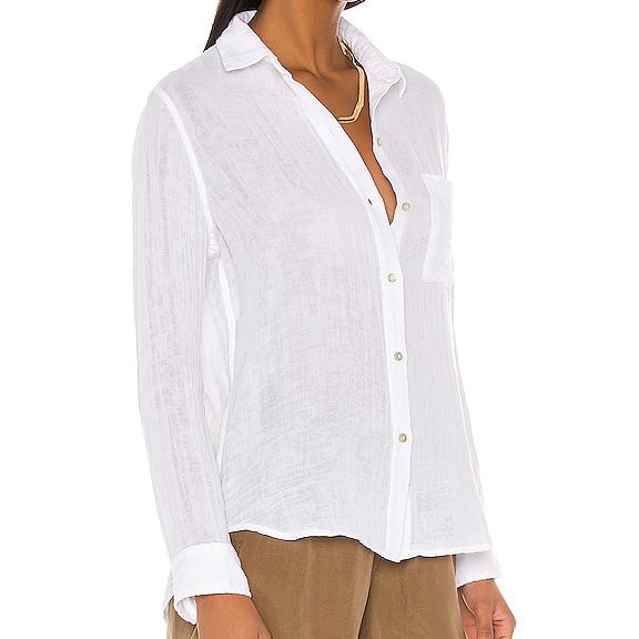 Rails Linen White Gauze Button Down Shirt