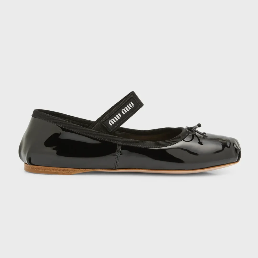 Miu Miu Black Patent Ballerina Flats