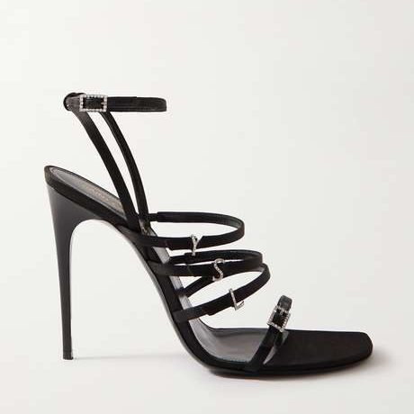 Saint Laurent Logo Jerry Satin Sandals