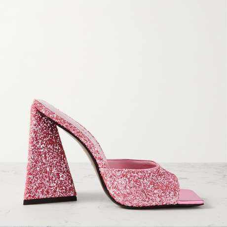 The Attico Devon Glittered Pink Leather Mules