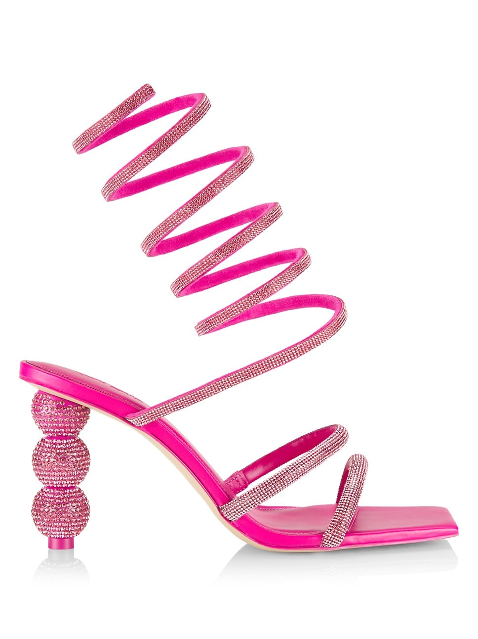 Hot pink crystal wrap up heels