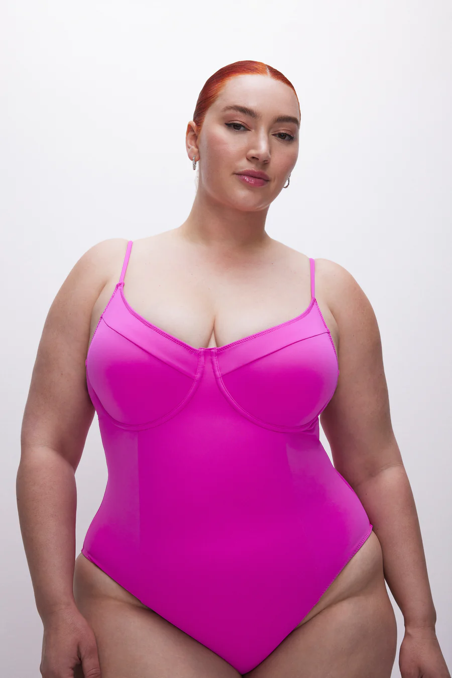 Hot pink sculpting swimsuit with underwire cups