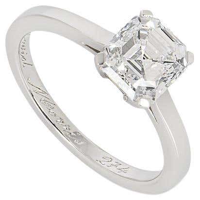 David Morris Platinum Emerald Cut Engagement Solitaire Ring 