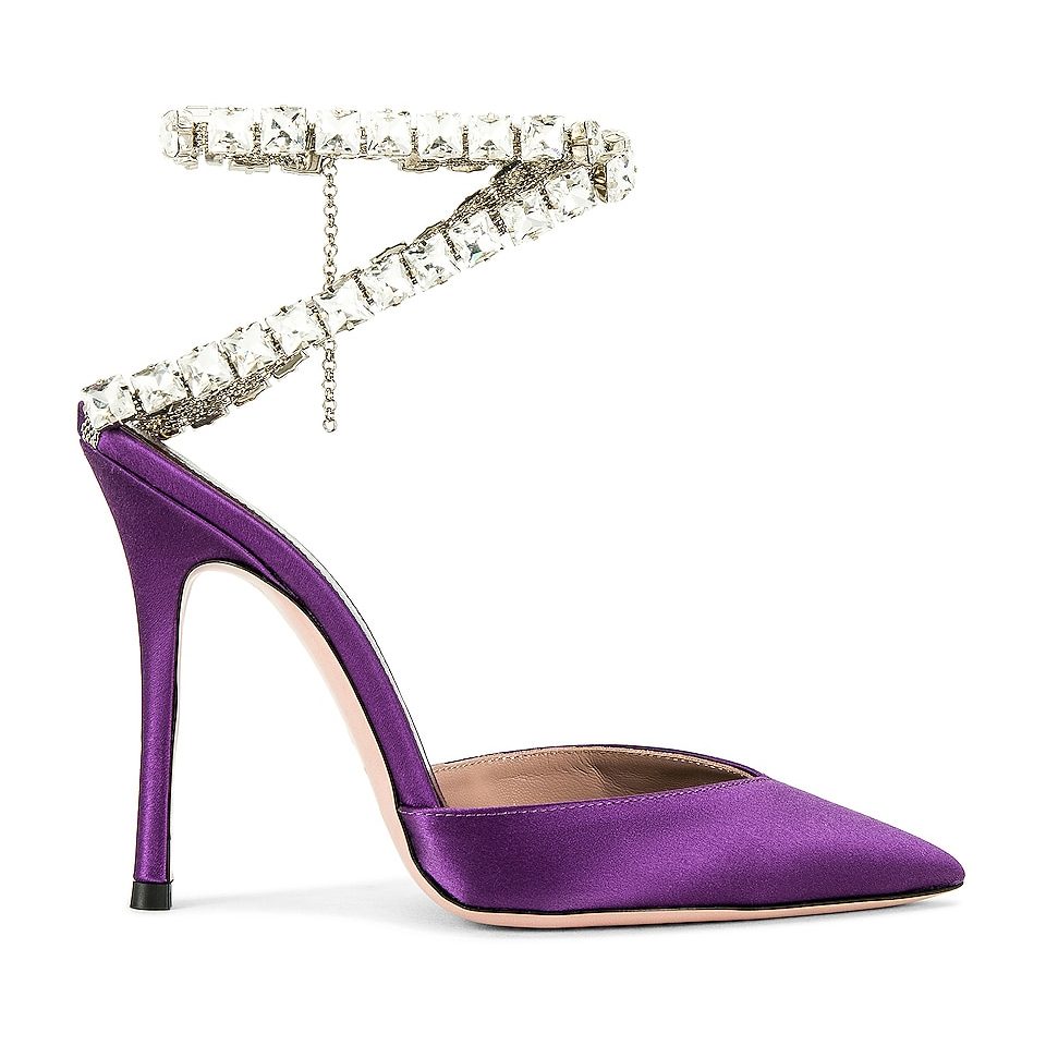 GEDEBE Purple Caroline Ankle Strap Crystal Pumps