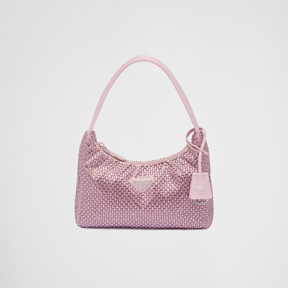 Light pink Prada Satin mini-bag with crystals 