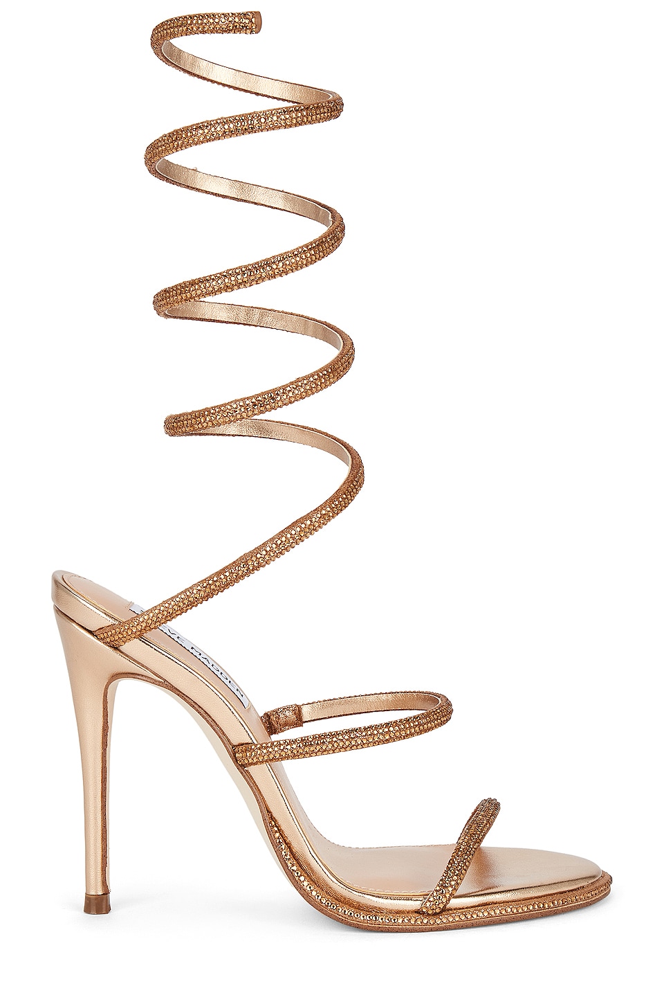 Gold wrap-around heels that look like Rene Caovilla shoes