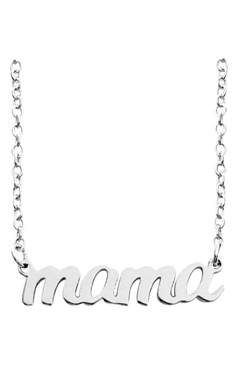 Silver Tiny Tags Script Mama Pendant 