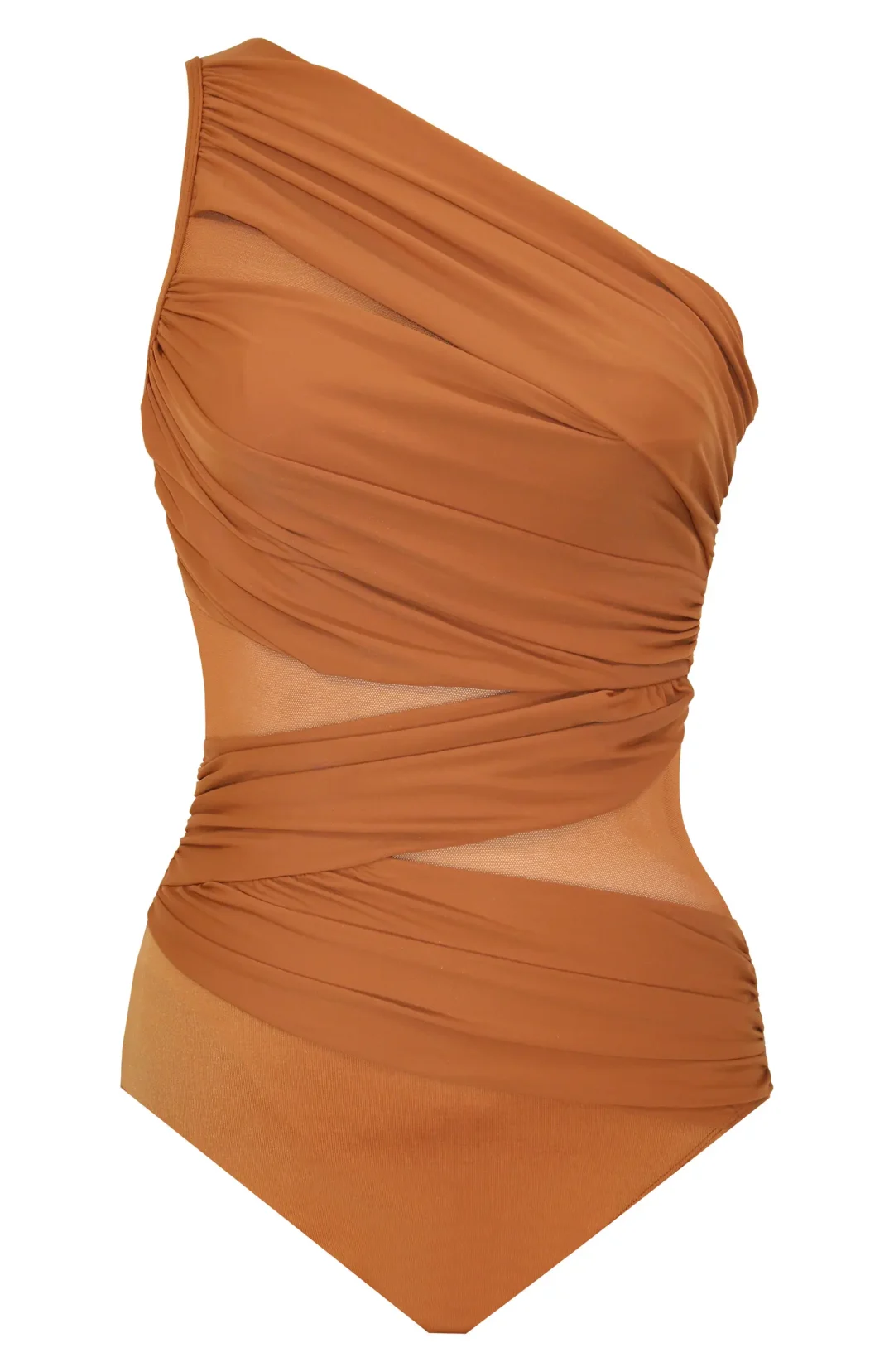 Burnt orange slimming one-piece swimsuit