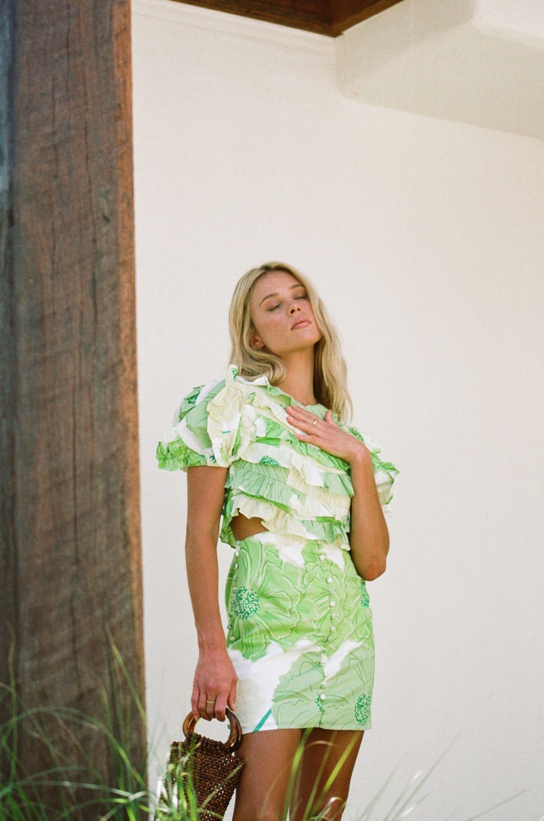 Chic green summer dress for the South of France vacation