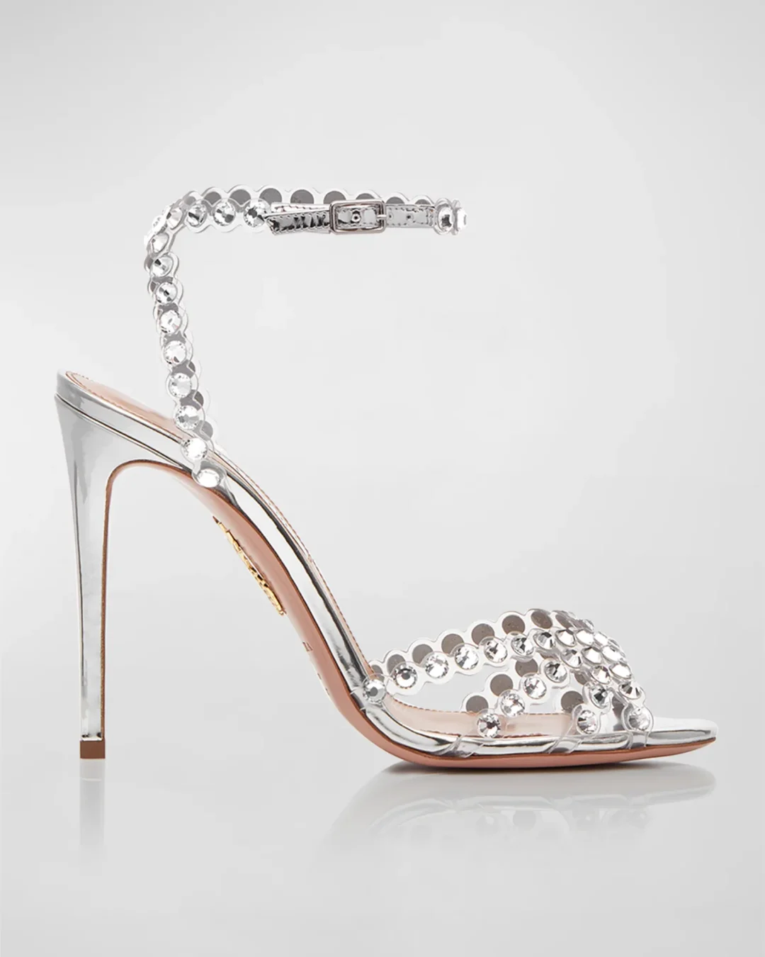 Silver heels with crystals