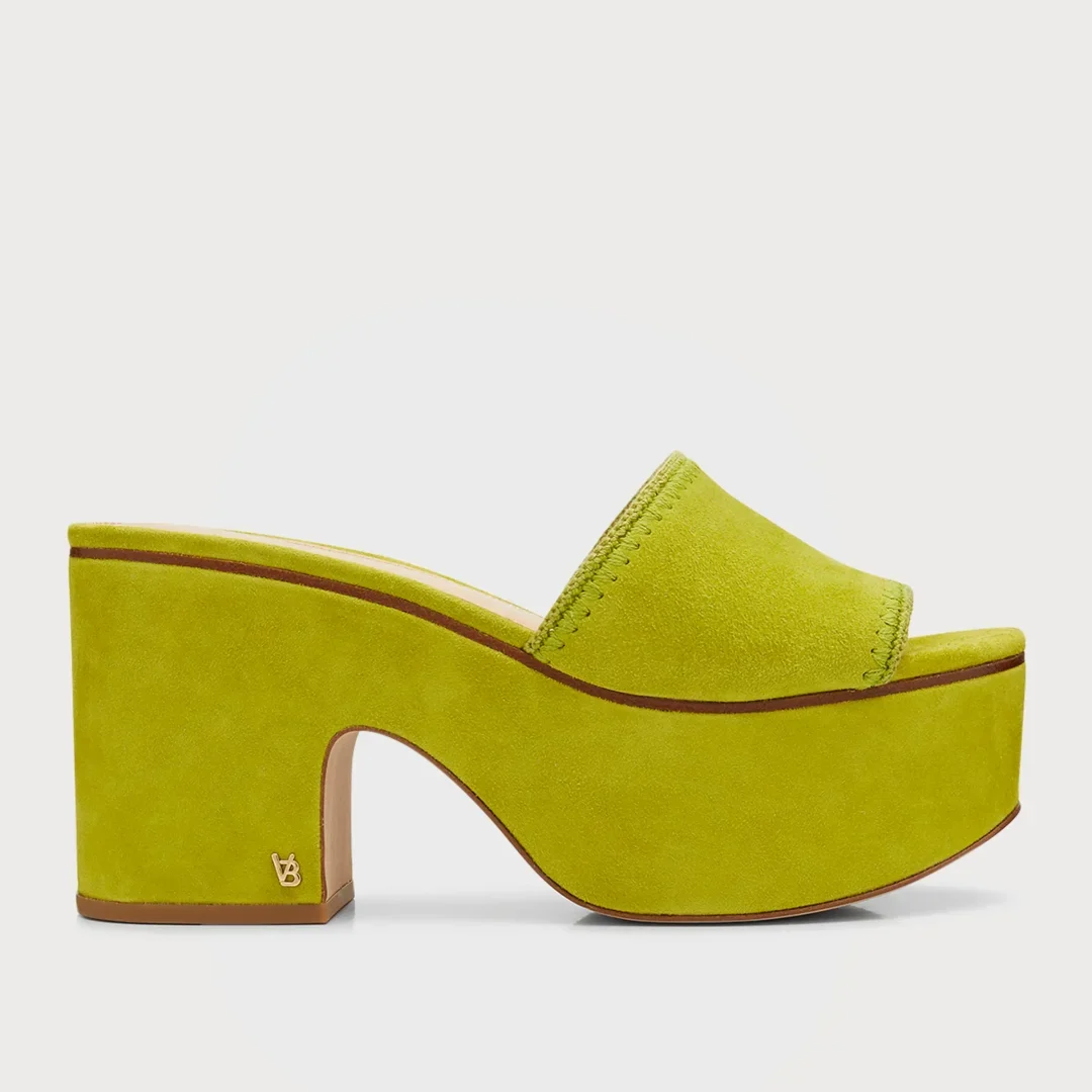 Veronica Beard Yellow Dessie Suede Platform Mules