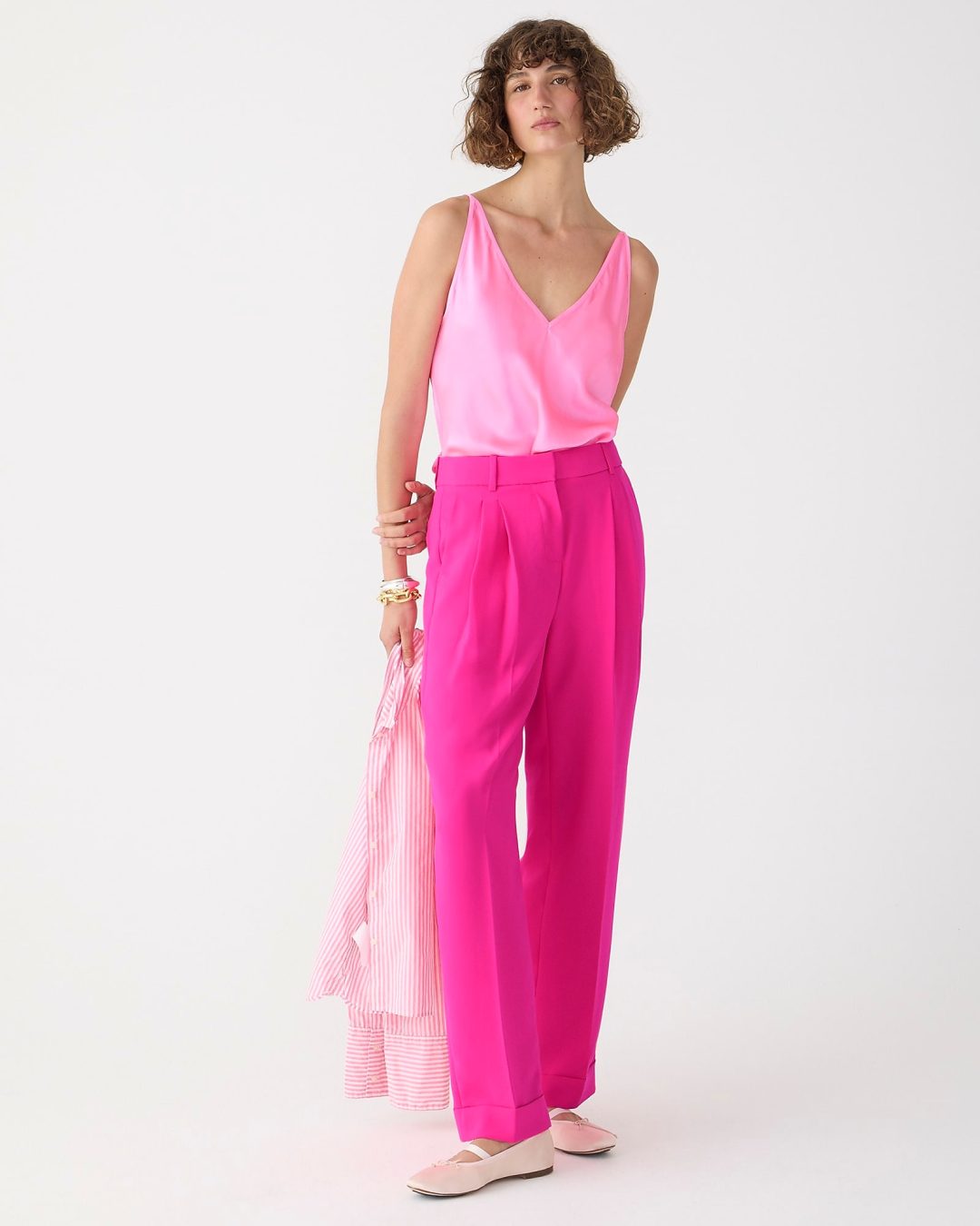 Hot pink wide-leg pants