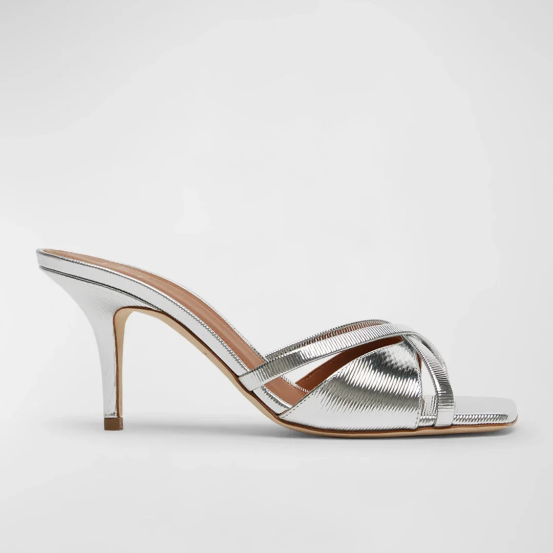 Malone Souliers Penn Metallic Crisscross Slide Sandals