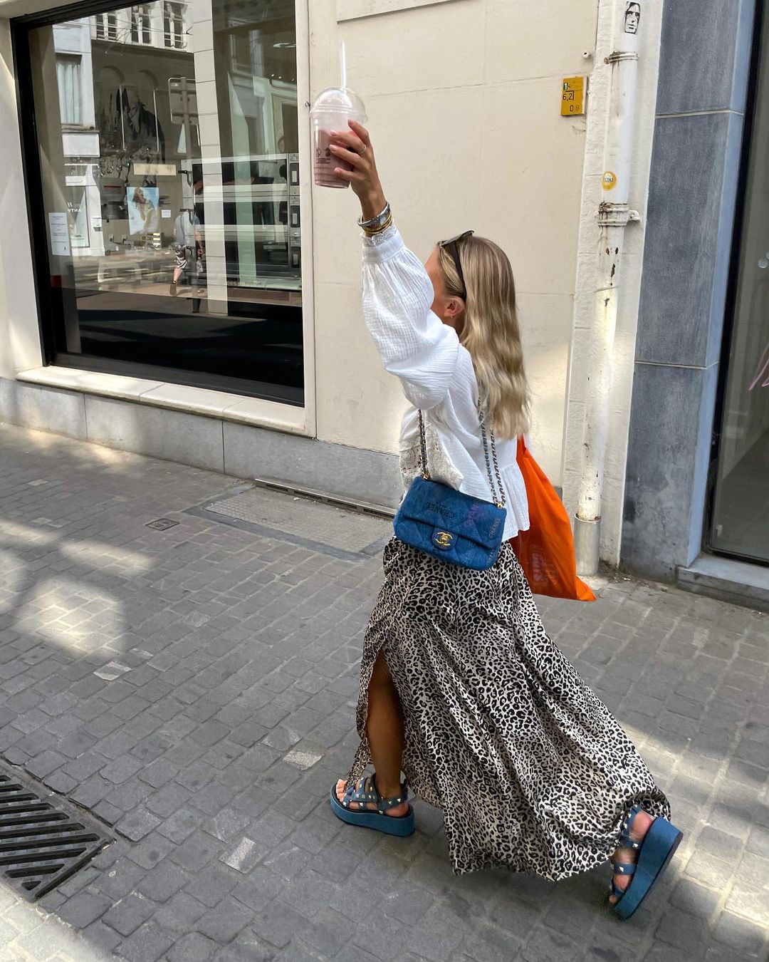 Leopard print maxi skirt outfit