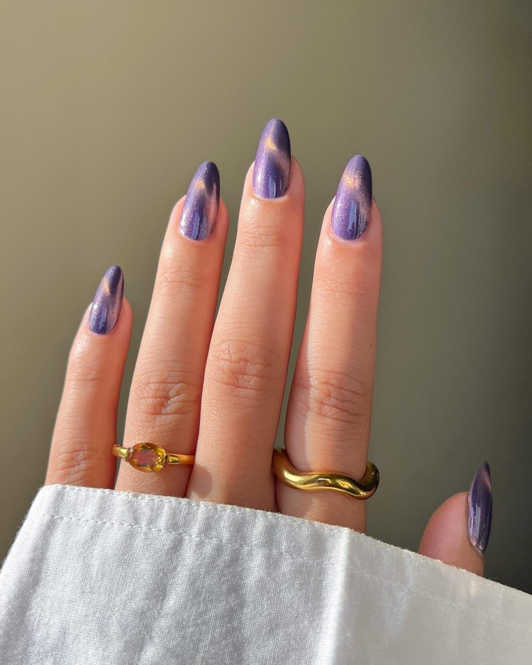 Shiny purple fall nails