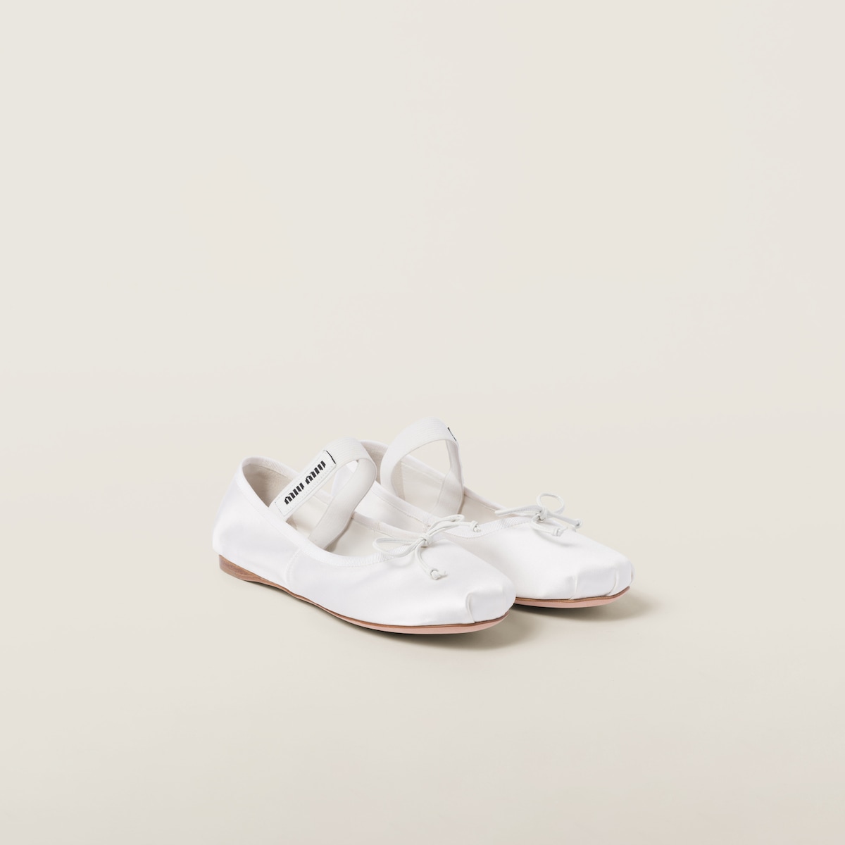 White Miu Miu Satin Ballerinas 