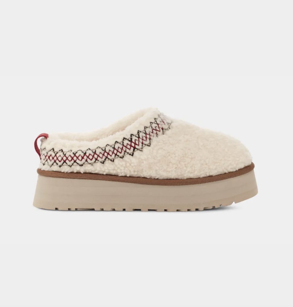 White Ugg Taz braided slippers