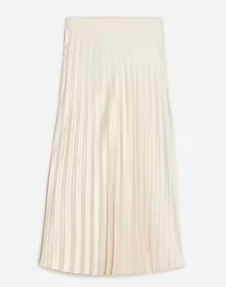 Cream pleated midi skirt