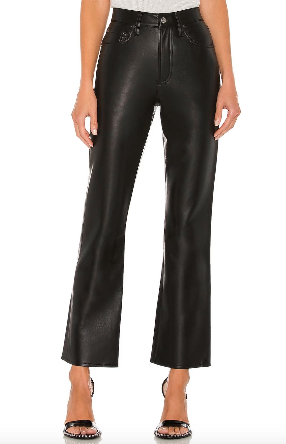 Black leather boot pant