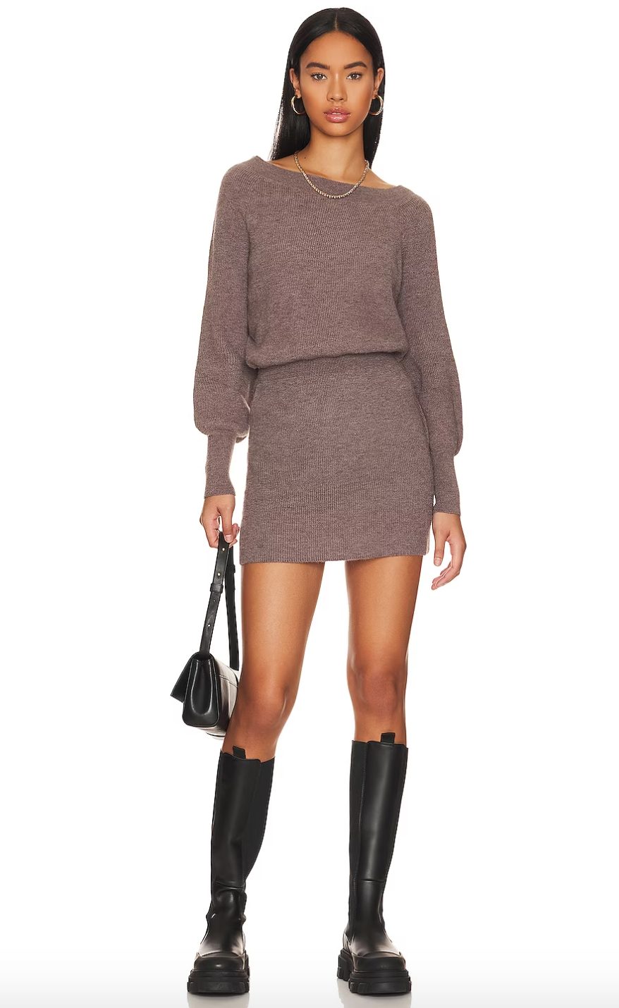 Brown sweater dress