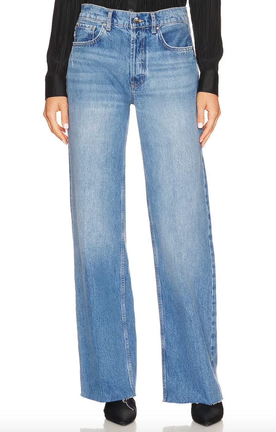 Mid wash straight leg jeans