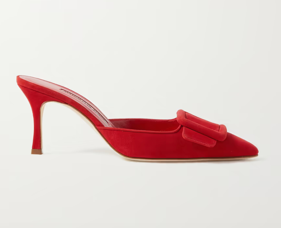 Manolo Blahnik red pointy mules