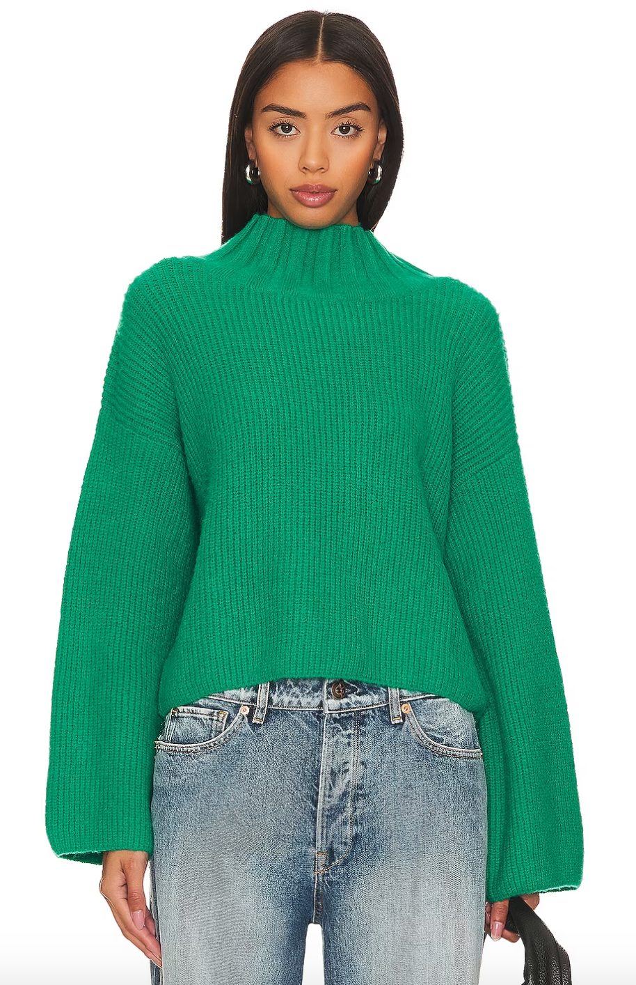 Emerald green turtleneck sweater