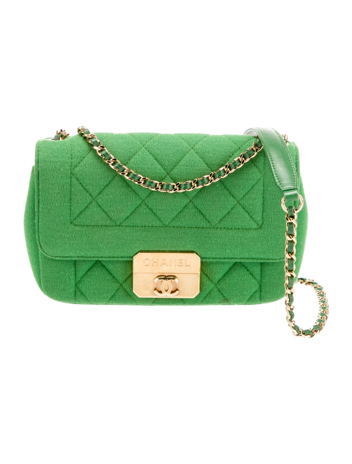 Chanel green mini chic with me flap bag