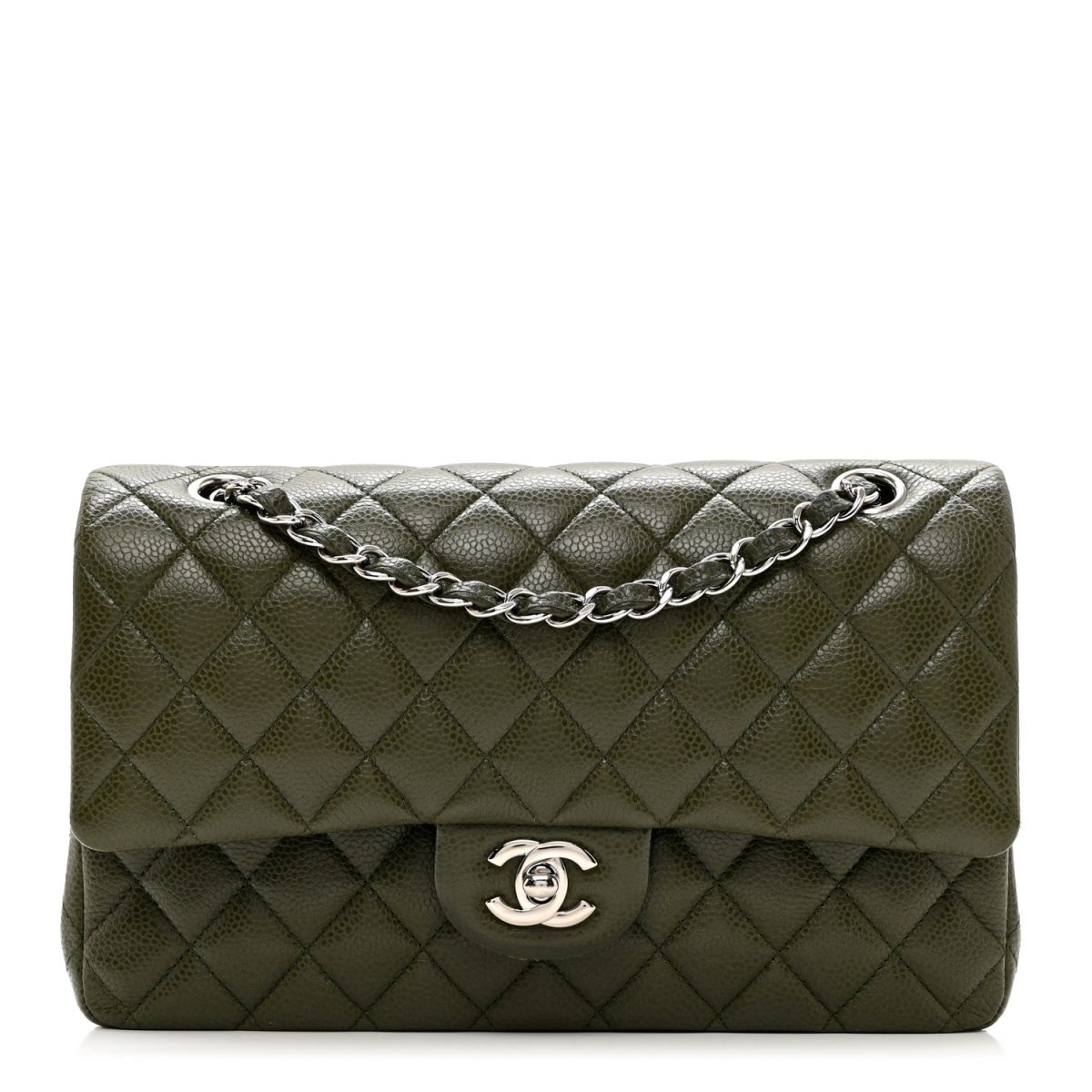 Chanel Caviar Quilted Medium Double Flap Dark Green