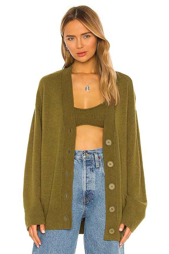 Olive green Camila Coelho Trista Oversized Cardigan 