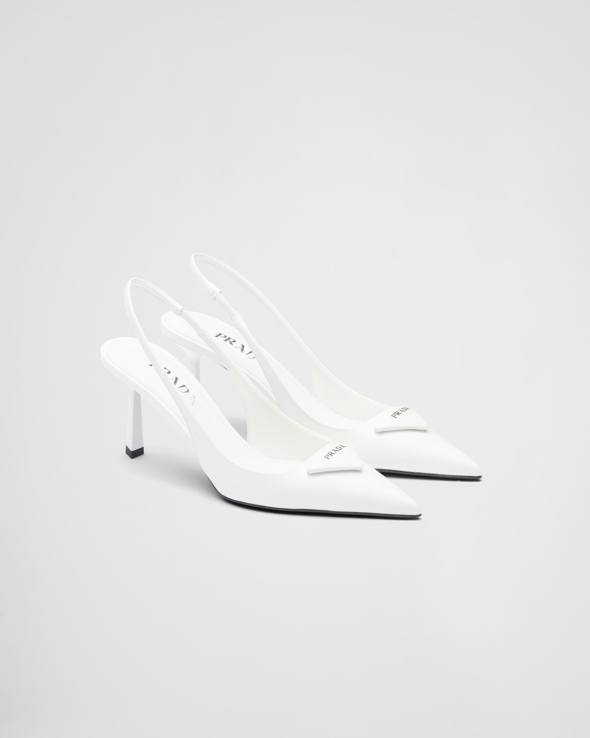 White Prada Brushed leather slingback pumps 