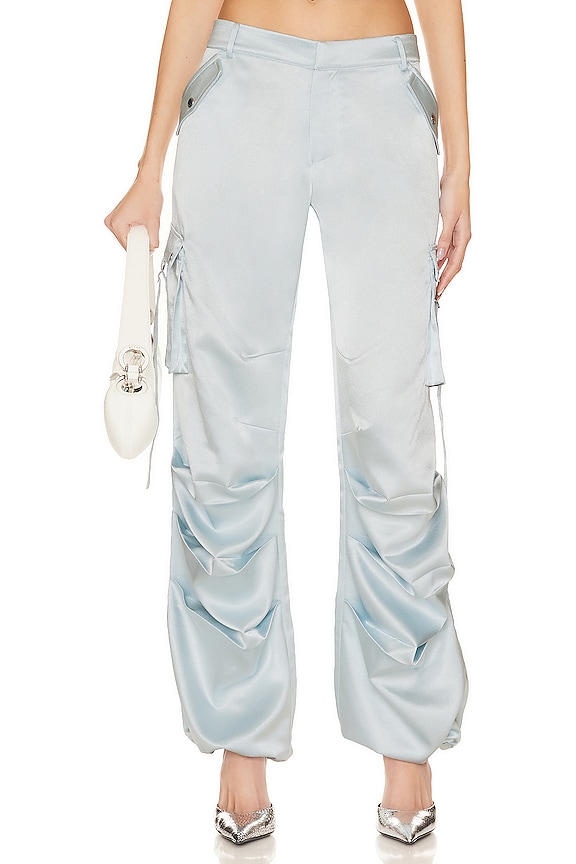 Light blue SER.O.YA Lai Satin Cargo Pant 