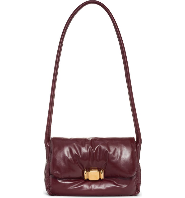 Burgundy Bottega Veneta Padded Lambskin Leather Crossbody Bag 