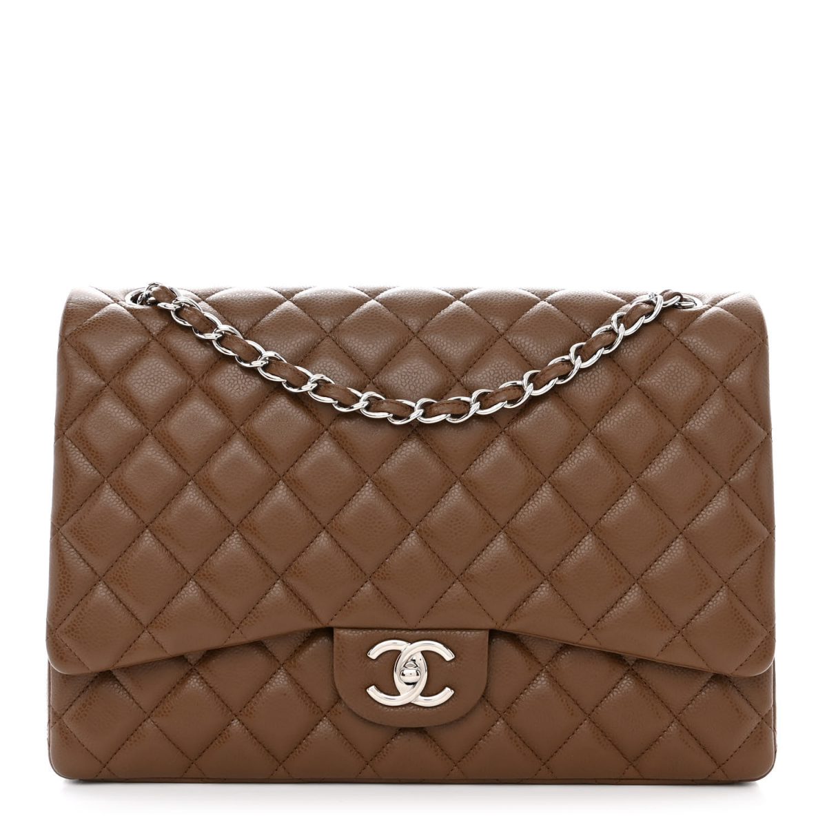 Brown Chanel Caviar Quilted Maxi Double Flap 