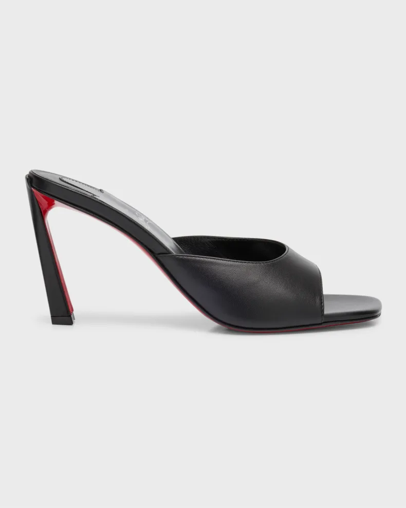 Black Christian Louboutin Condora Leather Red Sole Mule Sandals 