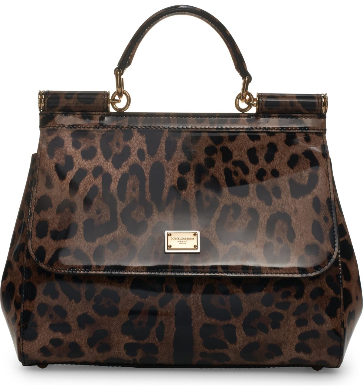 Brown and black Dolce & Gabbana Kim Sicily Leopard Print Handbag 