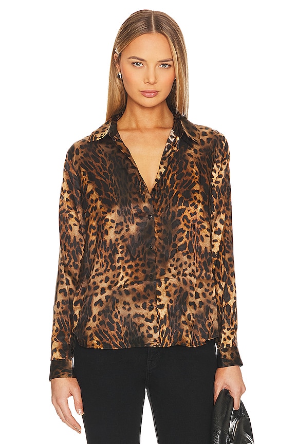 Brown and black leopard print L’Agence Tyler Shirt 