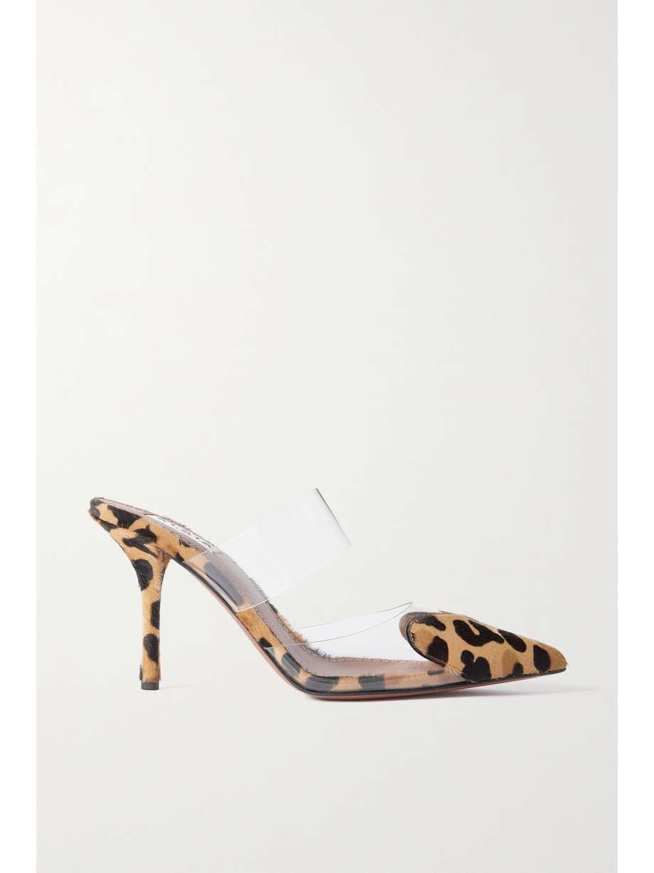 Beige and brown Alaia Coeur leopard-print calf hair and PU pumps 