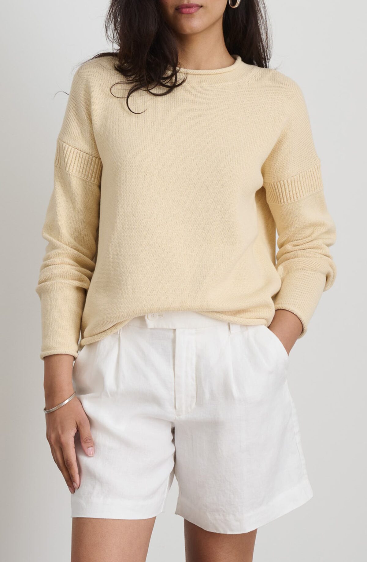 Sandy beige Alex Mill Mariner Roll Edge Cotton Sweater 