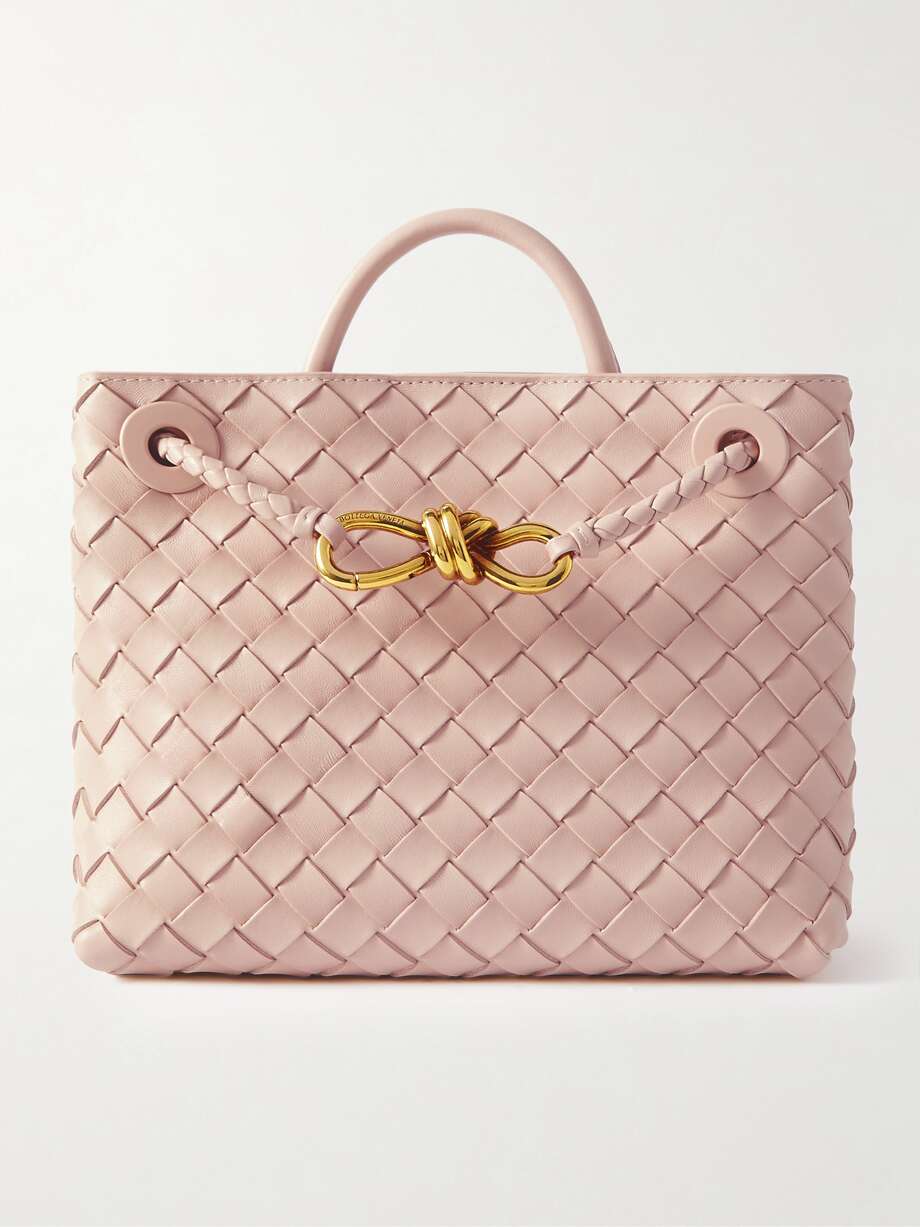 Pink Bottega Veneta Andiamo small intrecciato leather tote 