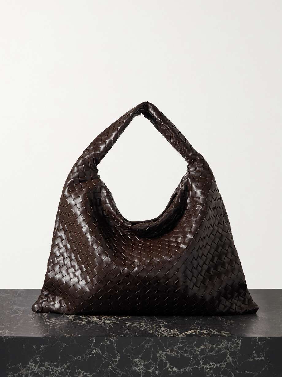 Brown Bottega Veneta Hop large intrecciato leather tote 