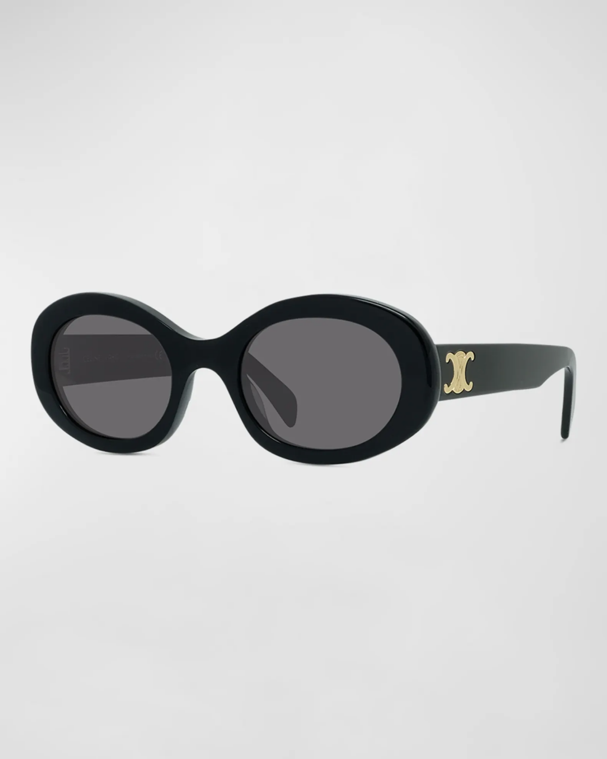 Black Celine Triomphe Logo Oval Acetate Sunglasses