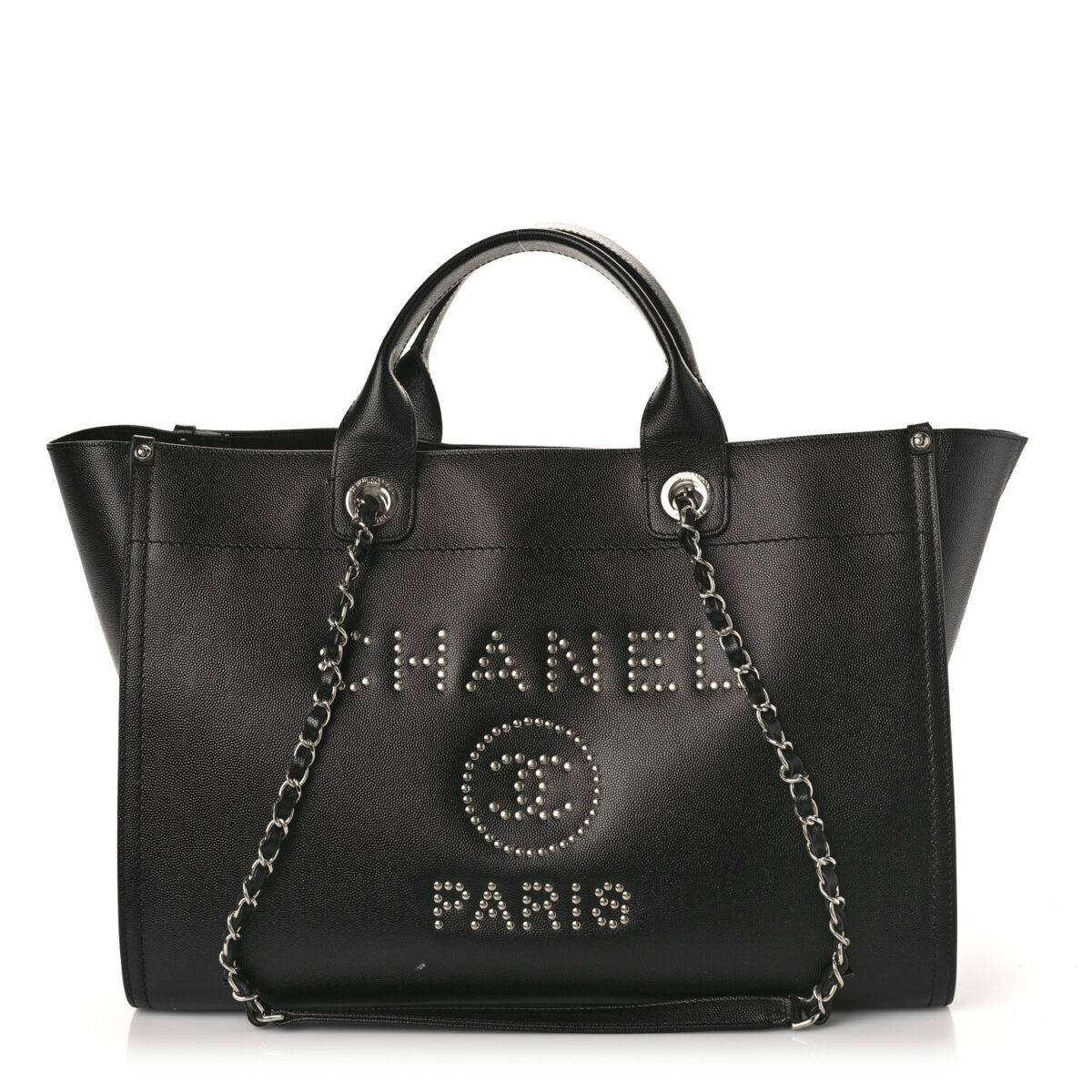Black Chanel Caviar Medium Studded Deauville Tote
