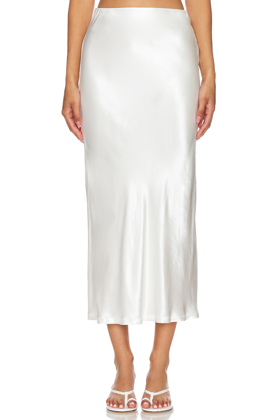 White Enza Costa Satin Bias Cut Skirt