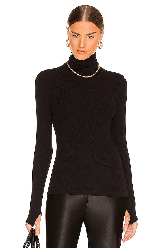 Black Enza Costa Sweater Knit Long Sleeve Turtleneck 