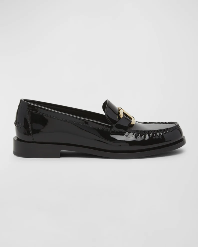 Black Ferragamo Maryan Patent Gancini Bit Loafers 