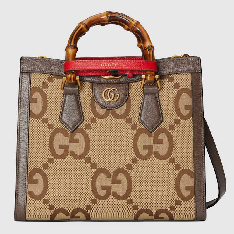 Beige and brown Gucci Diana Jumbo Gg Small Tote Bag 